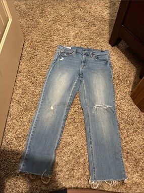 GAP Light Blue Distressed Straight-Leg mid rise jeans